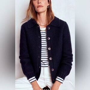 Navy Collared Cardigan